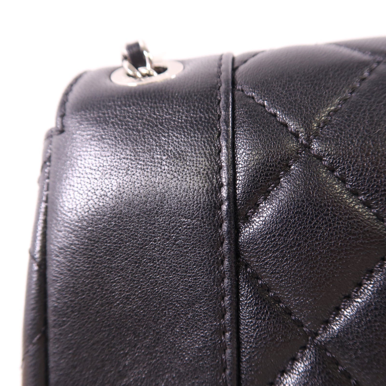 CHANEL CC SHW Chain Shoulder Bag Calfskin Leather Black