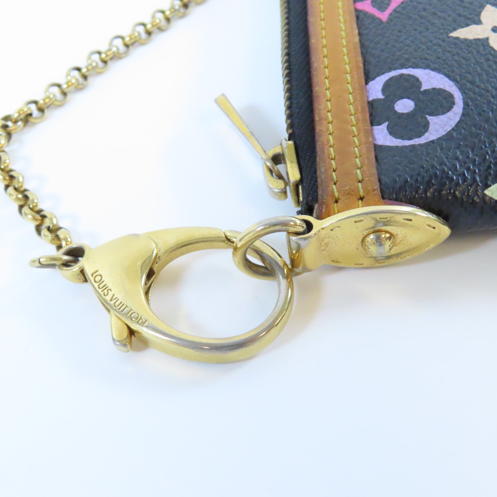 LOUIS VUITTON Monogram Multicolore Pochette Milla金扣鏈帶手挽袋黑色