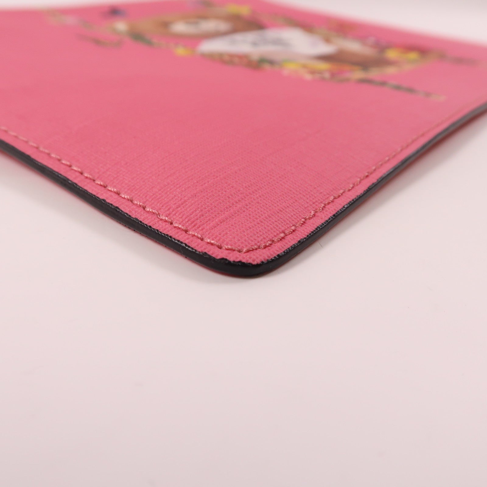 MOSCHINO 塗層帆布Pouch銀扣手拿包粉紅色