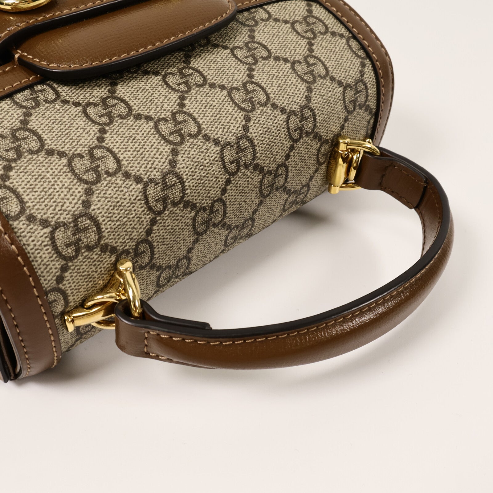 GUCCI 塗層帆布Horsebit 1955 Mini Top手挽肩背兩用袋