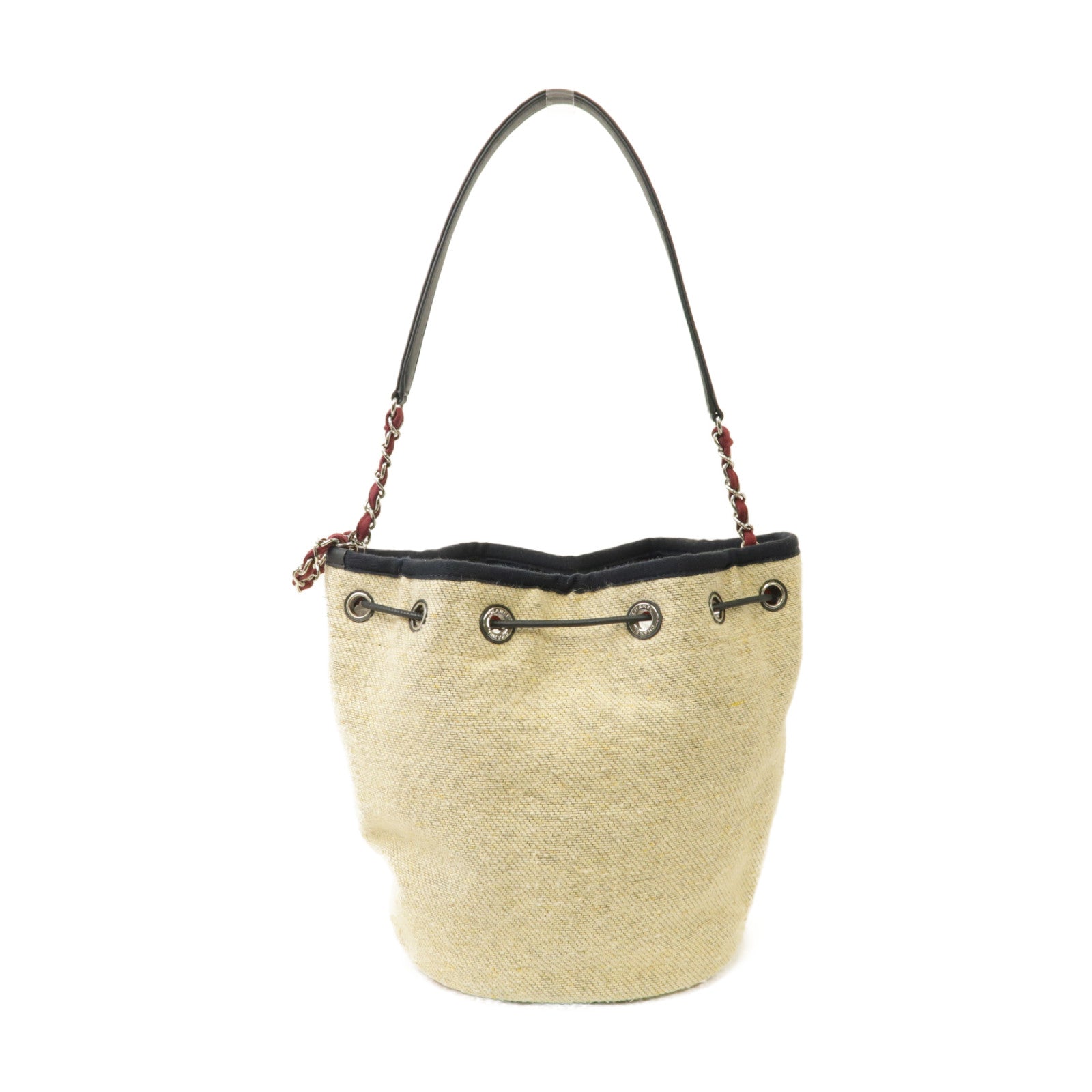 CHANEL (PRICE DOWN) CC SHW Bucket Bag Shoulder Bag Canvas Beige