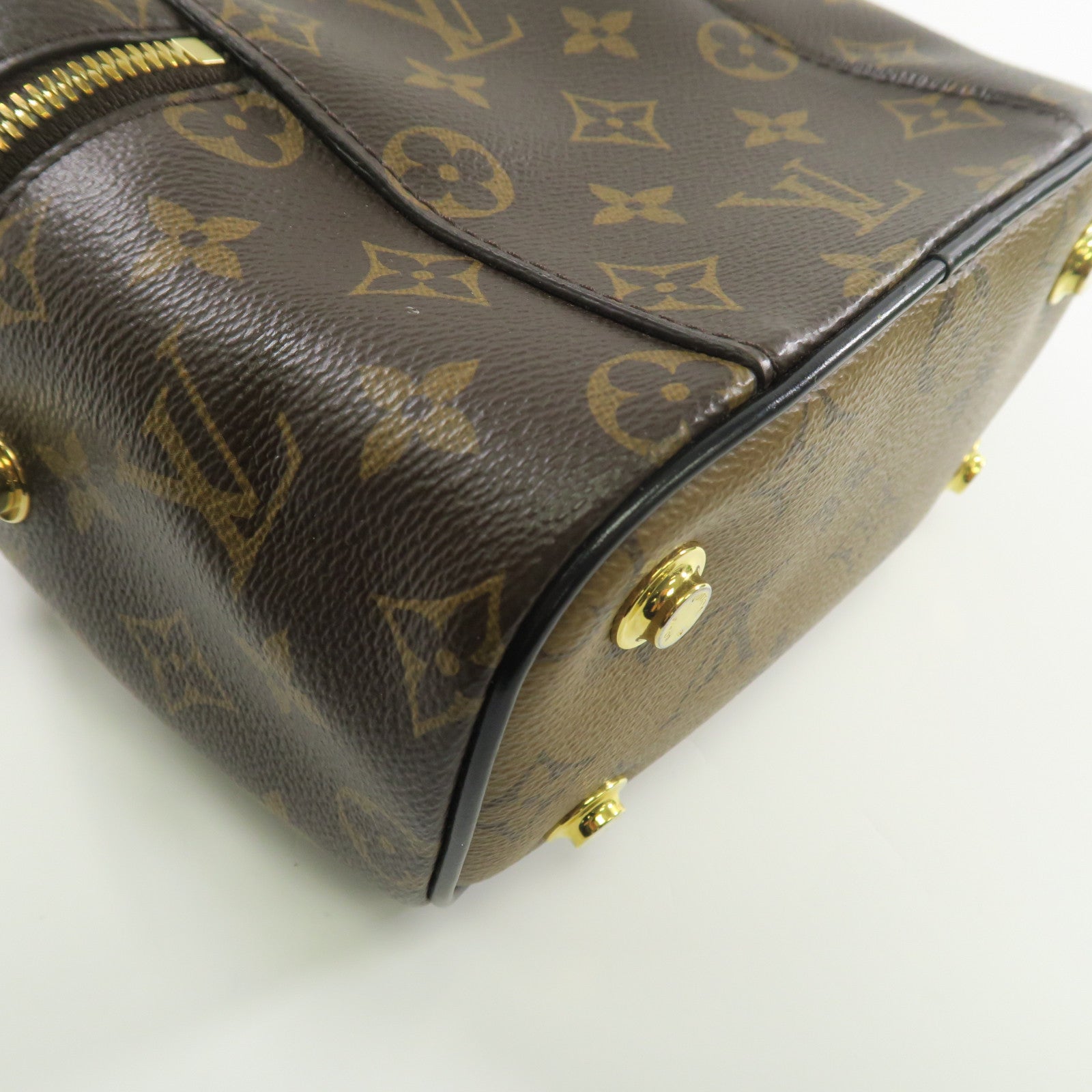 LOUIS VUITTON Monogram Vanity PM金扣鏈帶手挽肩背兩用袋啡色