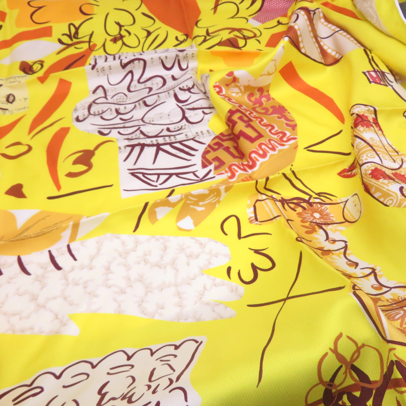 HERMES 【激減優惠】絲質Scarf絲巾黃色