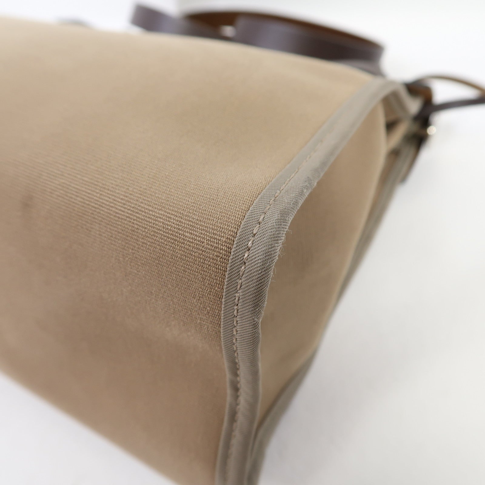 HERMES 帆布Herbag PM銀扣手挽肩背兩用袋大象灰色
