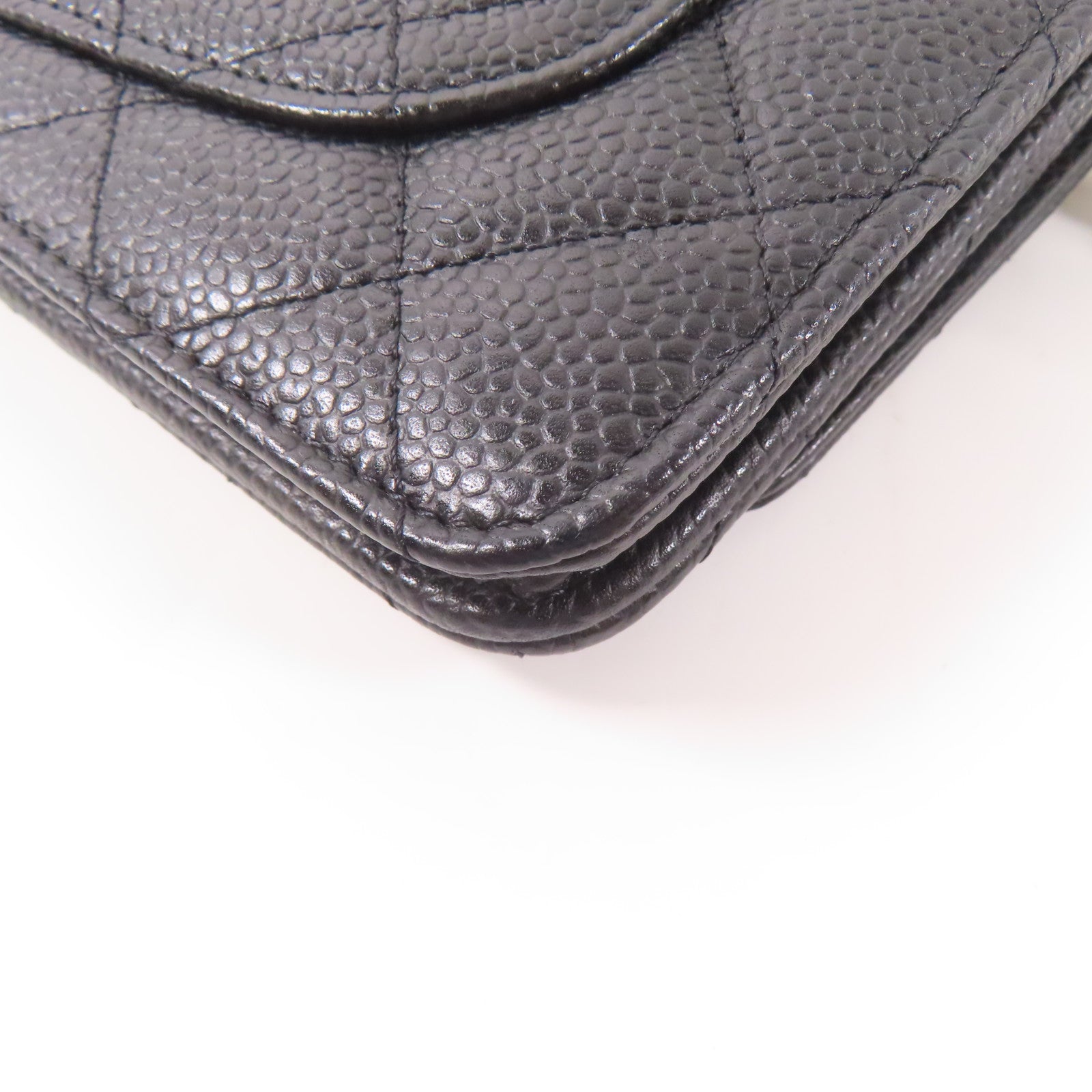 CHANEL 牛皮皮革Wallet On Chain銀扣鏈帶肩背袋黑色