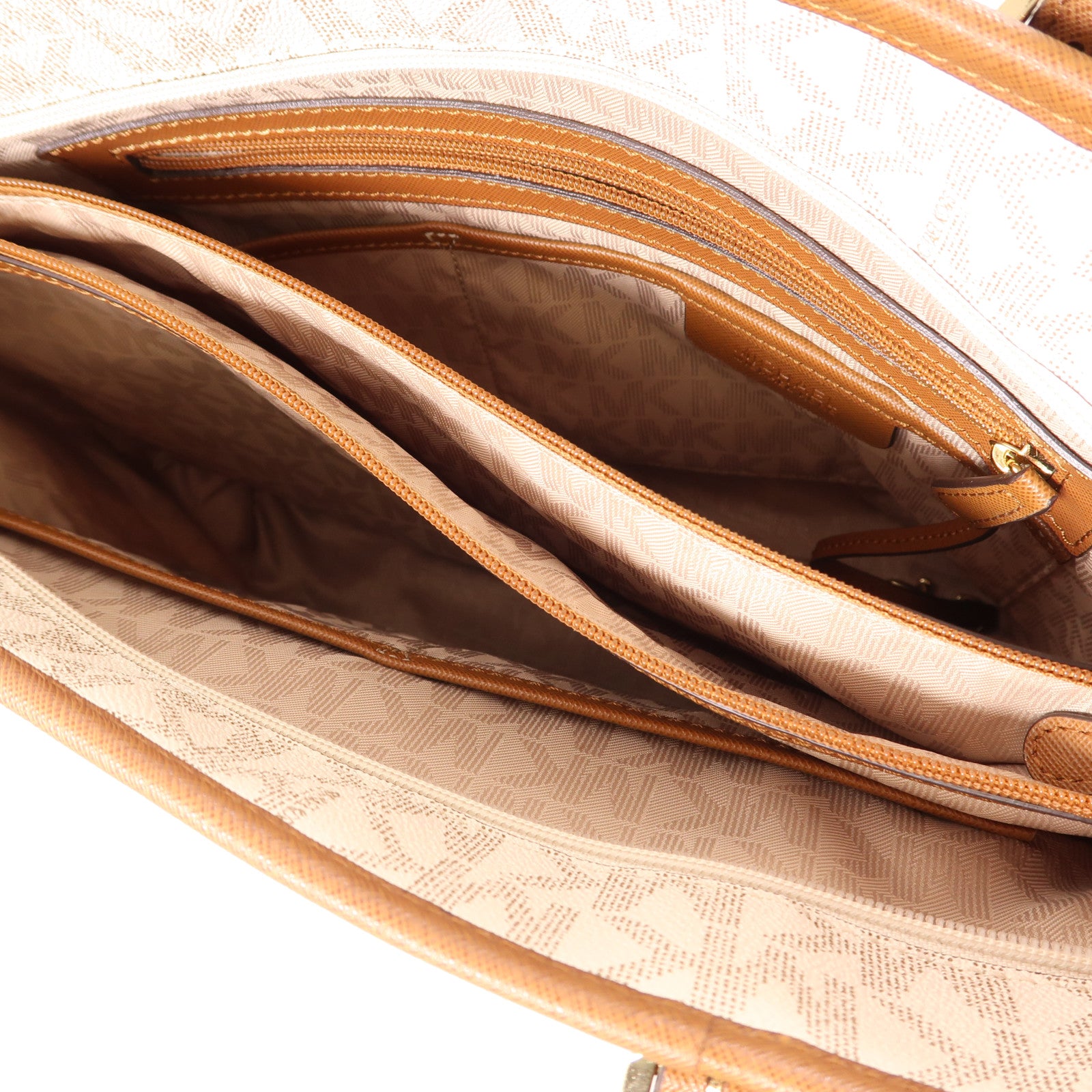 Michael Kors 塗層帆布Shoulder Tote金扣肩背袋/手挽袋白色