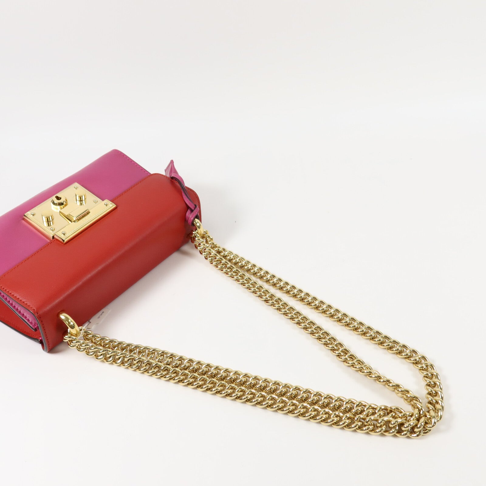 GUCCI 牛皮皮革Padlock Bicolor鏈帶肩背袋