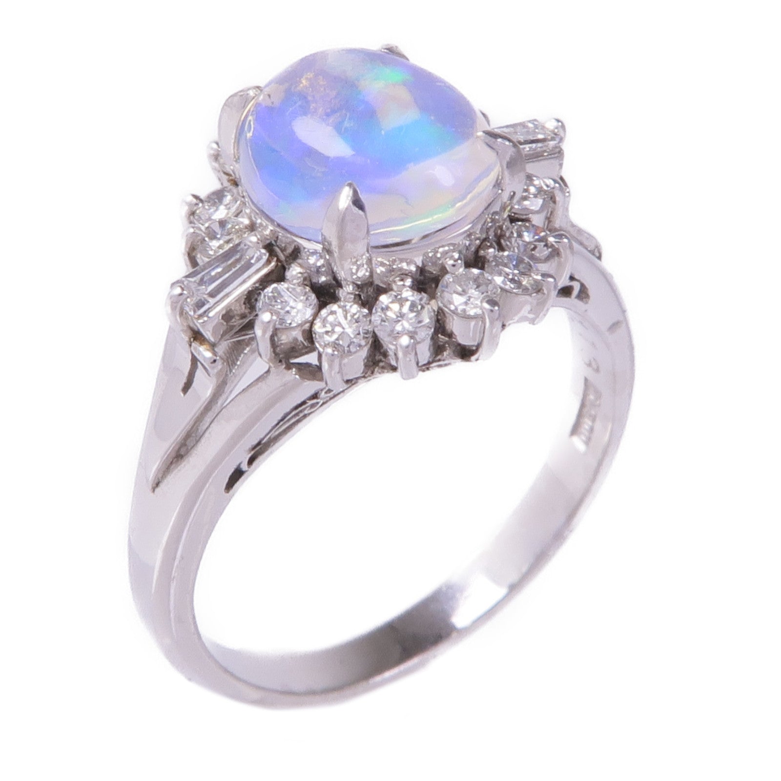 JEWELRY PT900鉑金Opal Diamond Ring蛋白石/鑽石戒指US#5.75