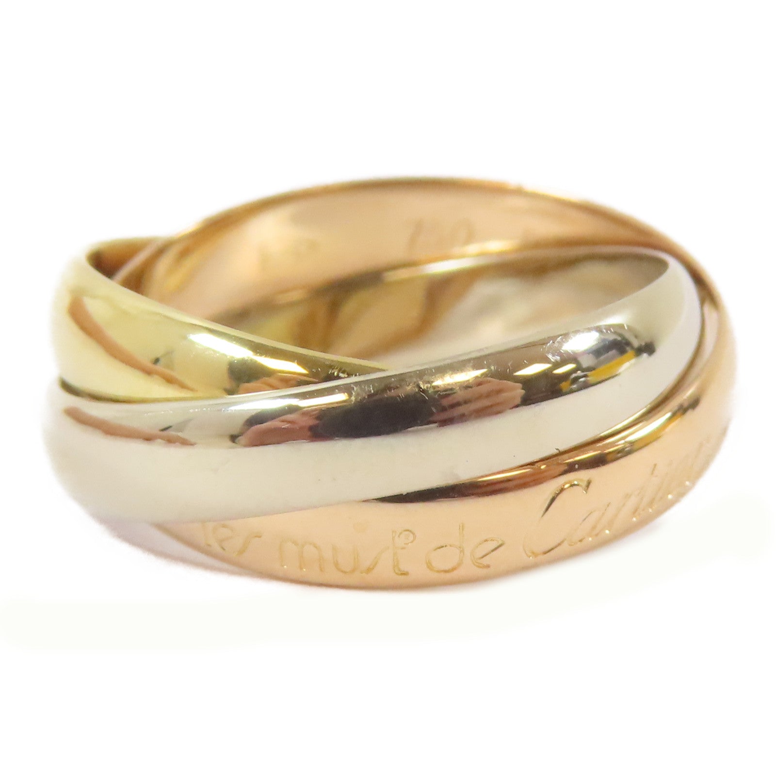 CARTIER 18K黃金/白金/玫瑰金Les Must De Trinity戒指Cartier#50/US#5.5
