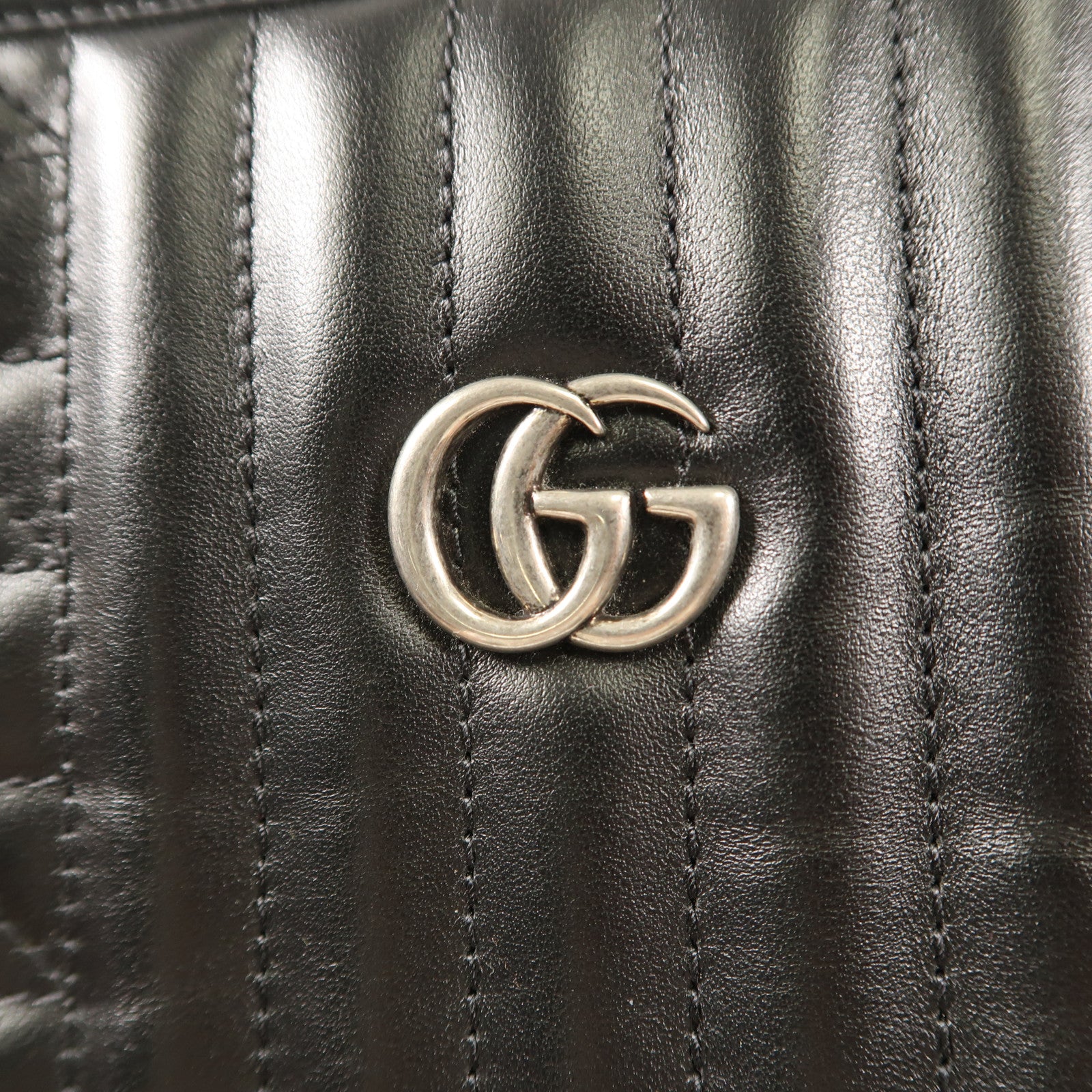 GUCCI 【激減優惠】牛皮皮革GG Marmont Tote Bag銀扣鏈帶手挽袋