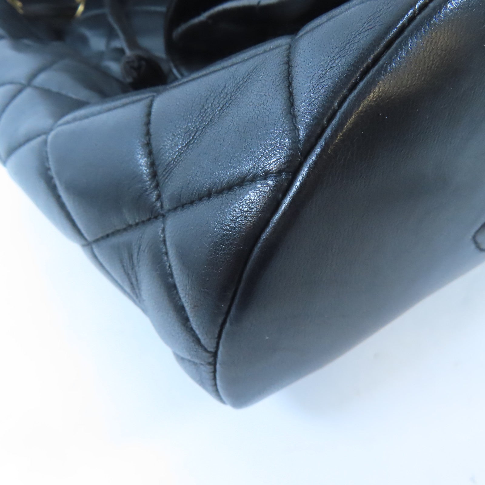 CHANEL 菱格羊皮皮革Vintage Backpack金扣背包黑色