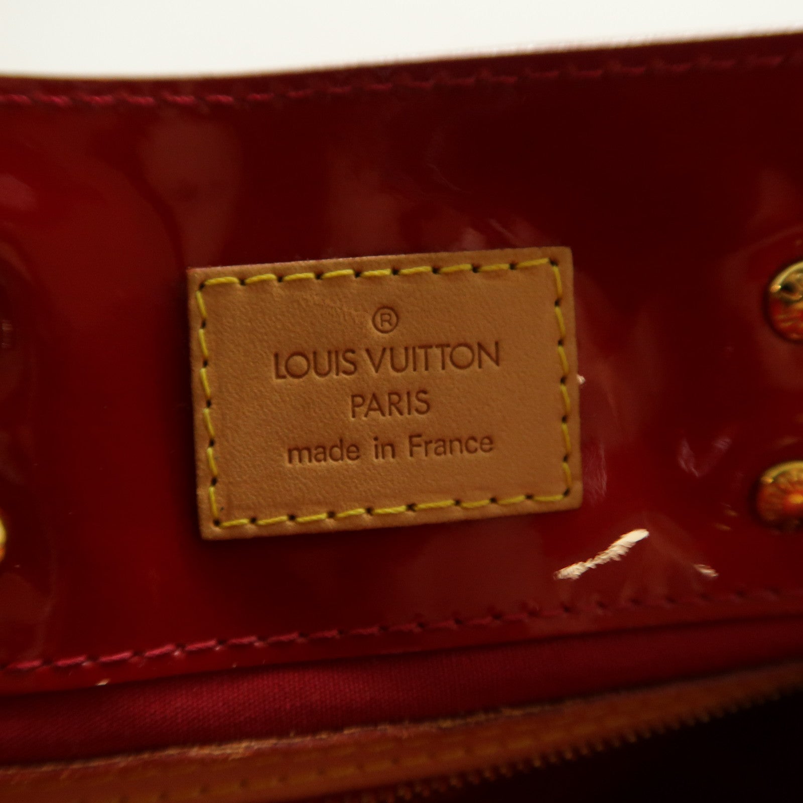 LOUIS VUITTON Vernis Reade PM金扣手挽袋紅色