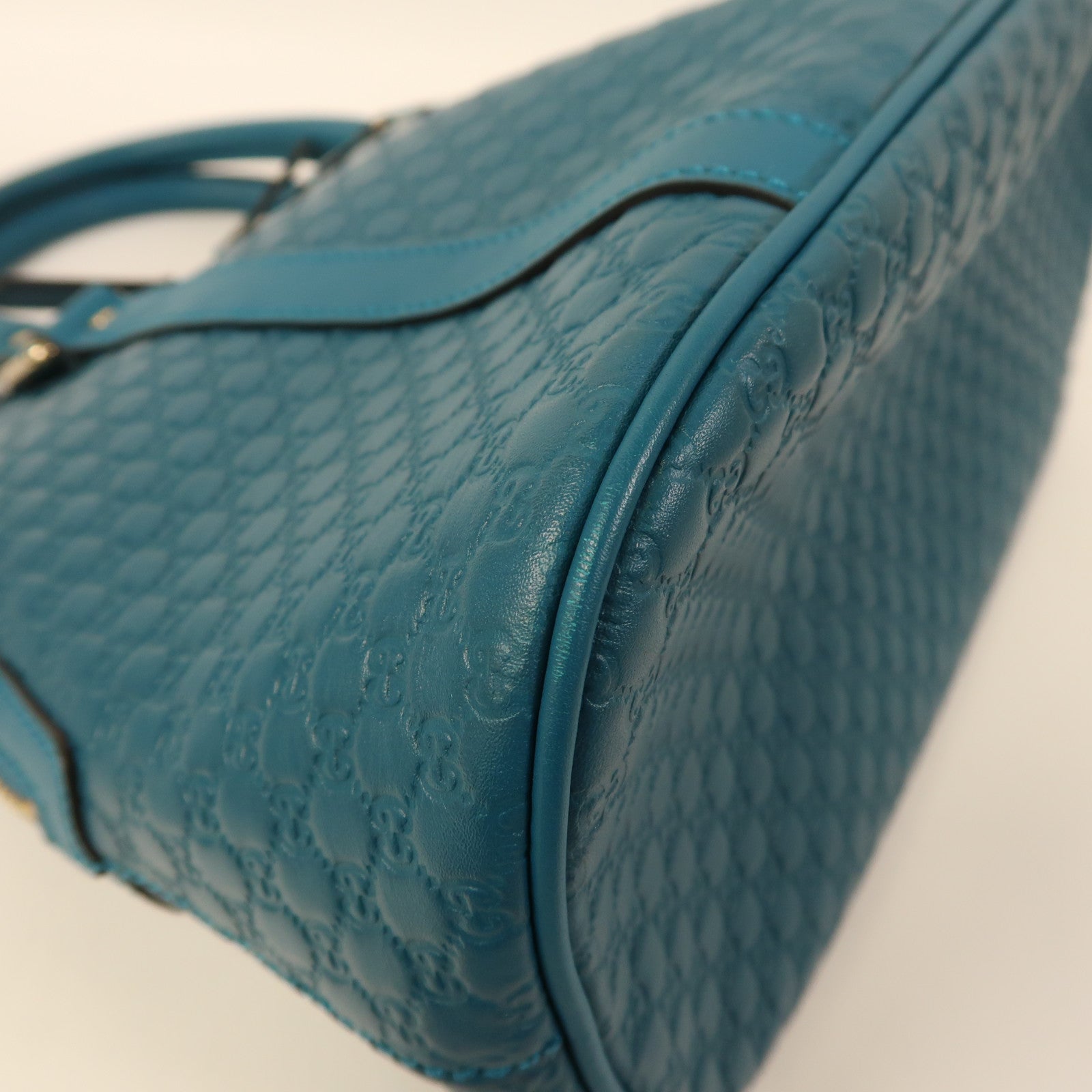 GUCCI 牛皮皮革Micro Guccissima金扣手挽肩背兩用袋藍色