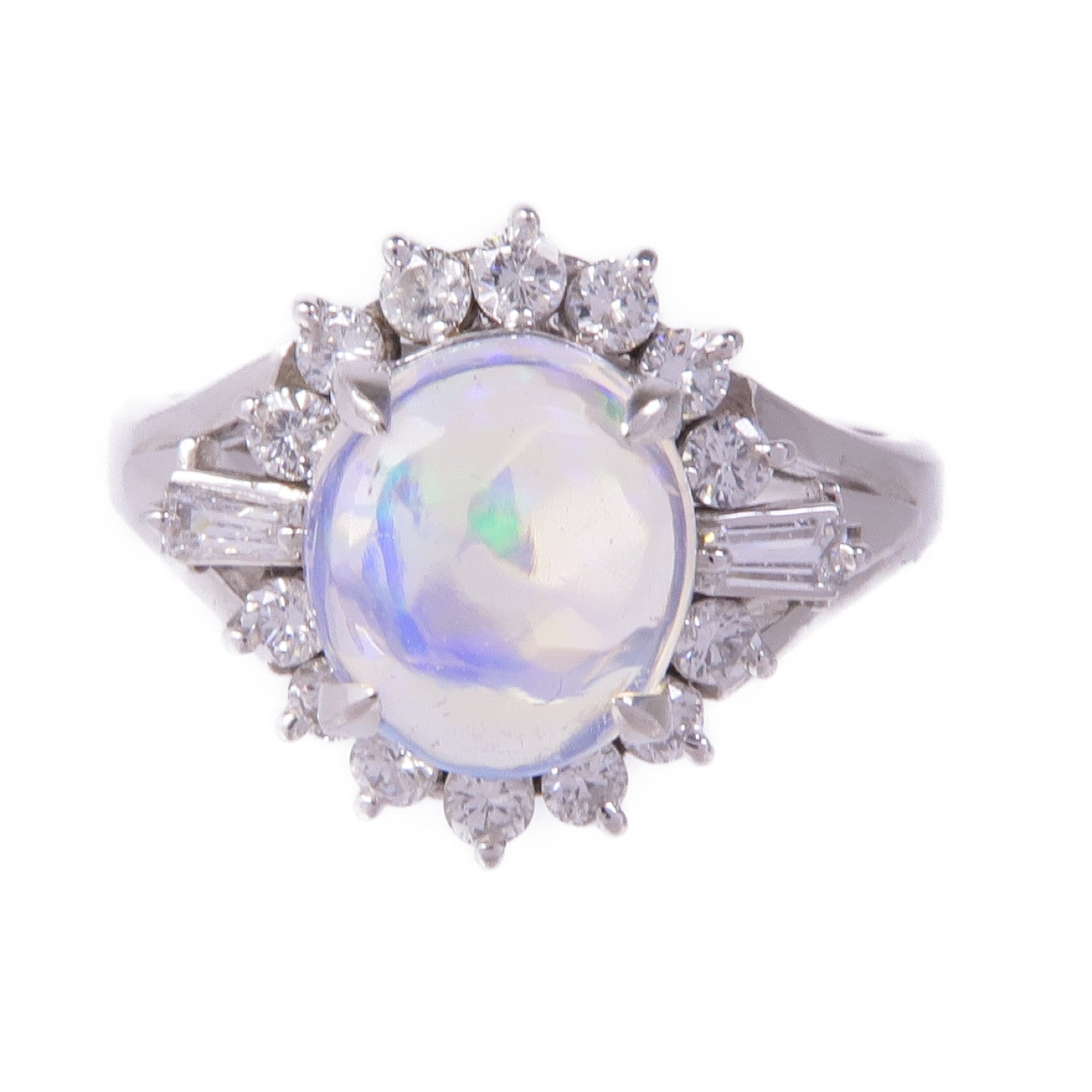 JEWELRY PT900鉑金Opal Diamond Ring蛋白石/鑽石戒指US#5.75