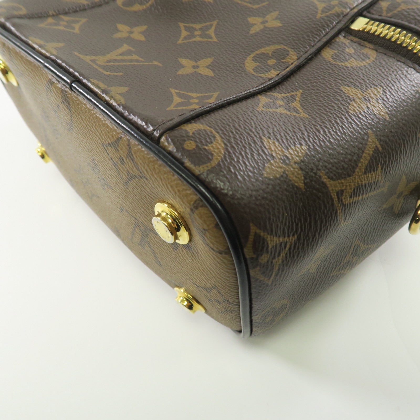 LOUIS VUITTON Monogram Vanity PM金扣鏈帶手挽肩背兩用袋啡色