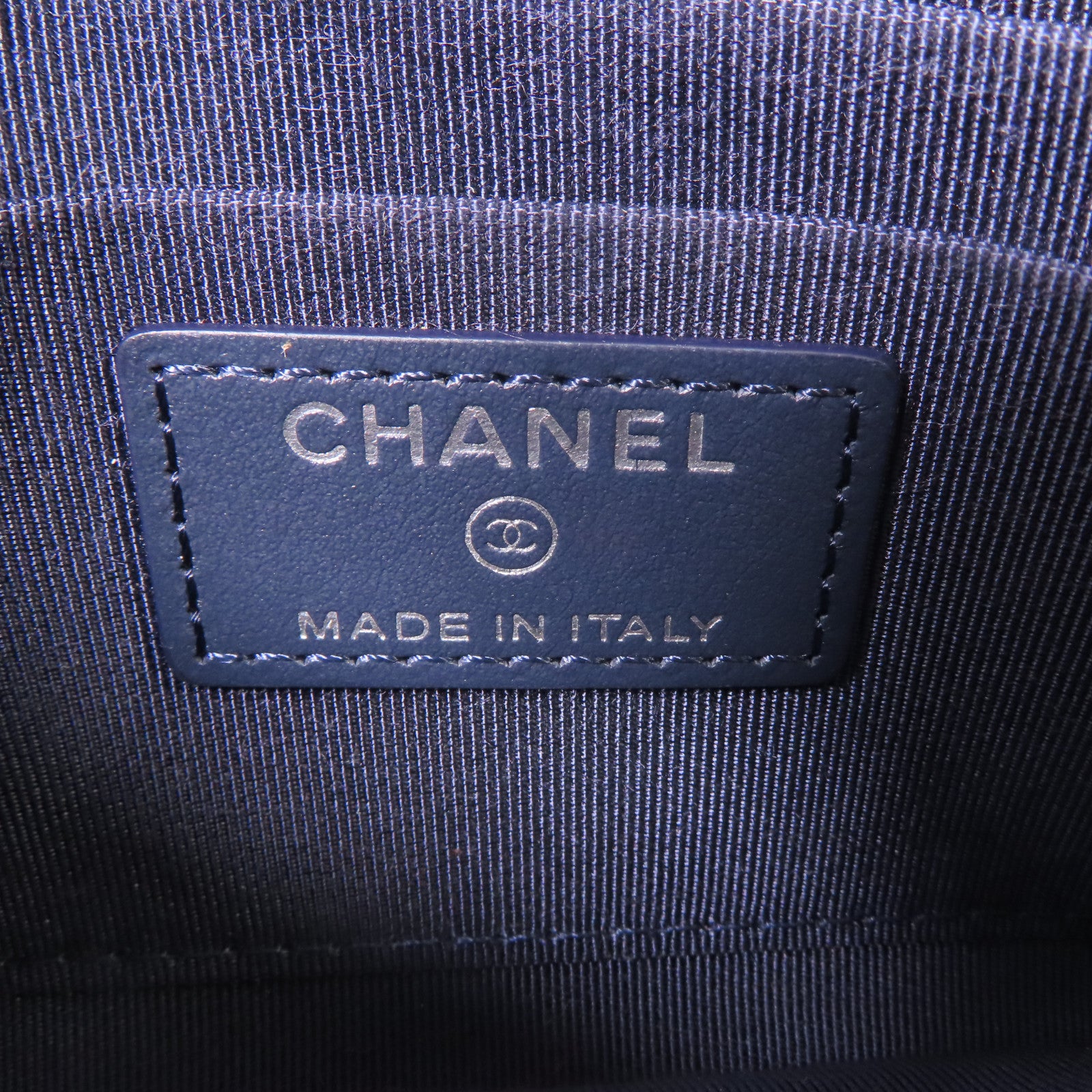 CHANEL 菱格Caviar皮革Zipper Long Wallet銀扣長錢包深藍色
