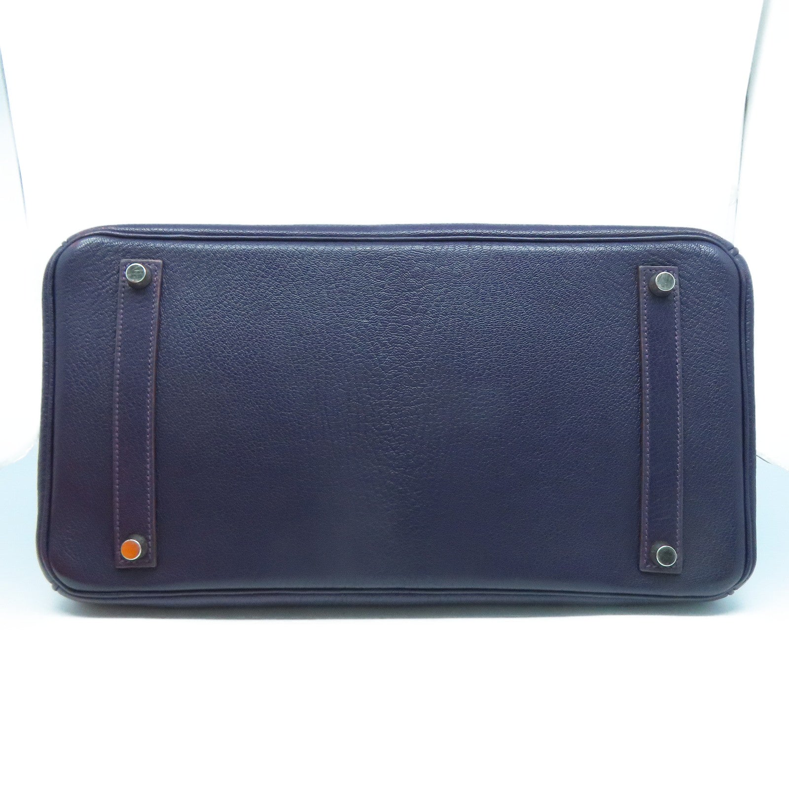 HERMES 【清倉大減價】Chevre皮革Birkin 35銀扣手挽袋葡萄乾紫色