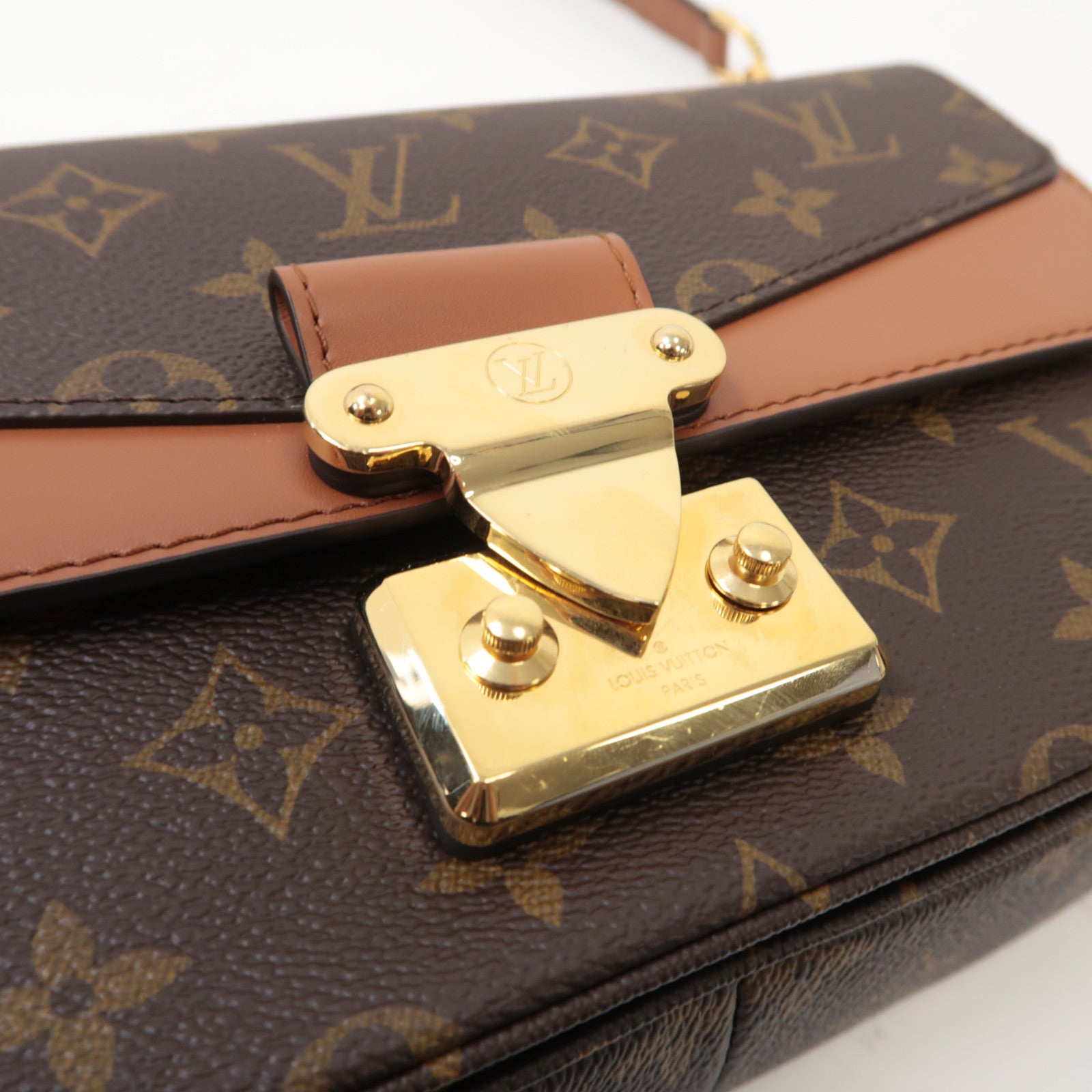 LOUIS VUITTON Monogram Marceau金扣鏈帶肩背袋棕色