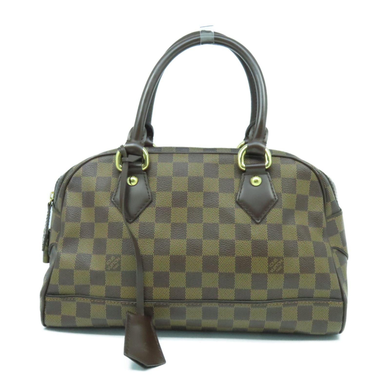 LOUIS VUITTON 【清倉大減價】Damier Ebene Duomo金扣手挽袋啡色
