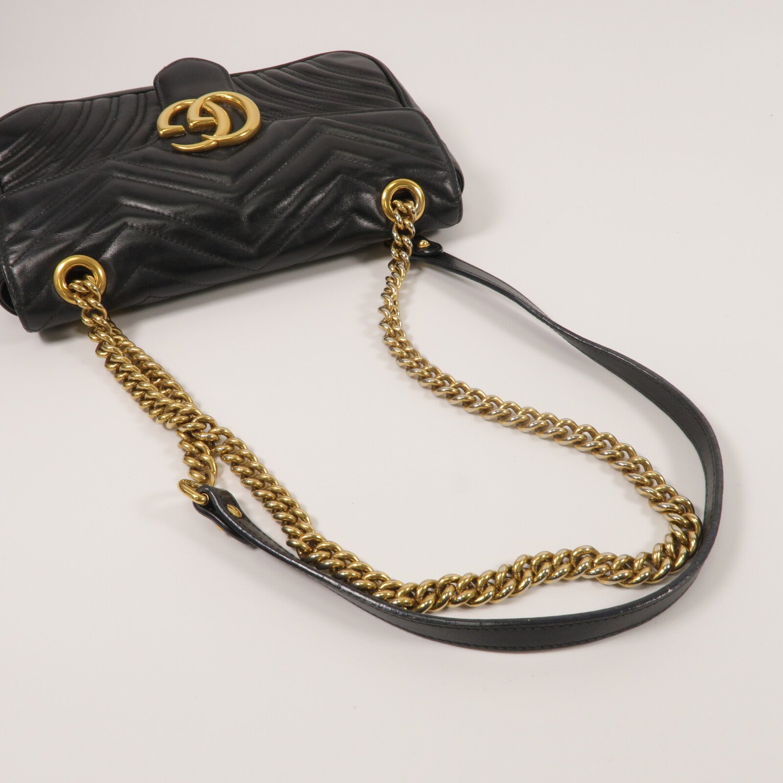 GUCCI 牛皮皮革GG Marmont鏈帶肩背袋