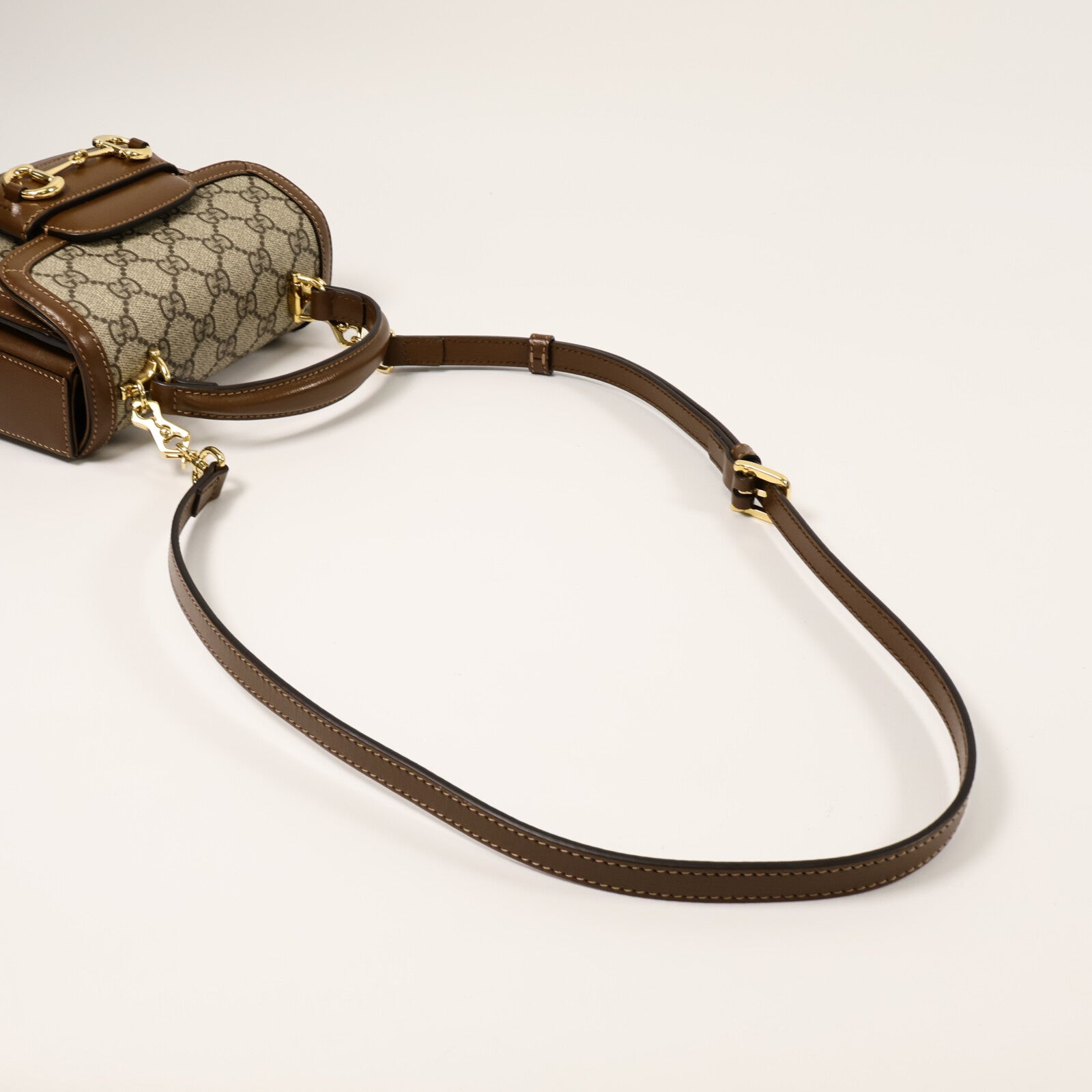 GUCCI 塗層帆布Horsebit 1955 Mini Top手挽肩背兩用袋
