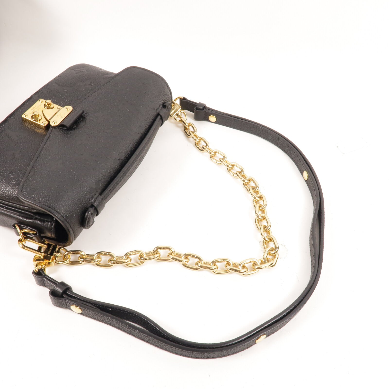 LOUIS VUITTON Monogram Empreinte Pochette Metis East West鏈帶手挽肩背兩用袋