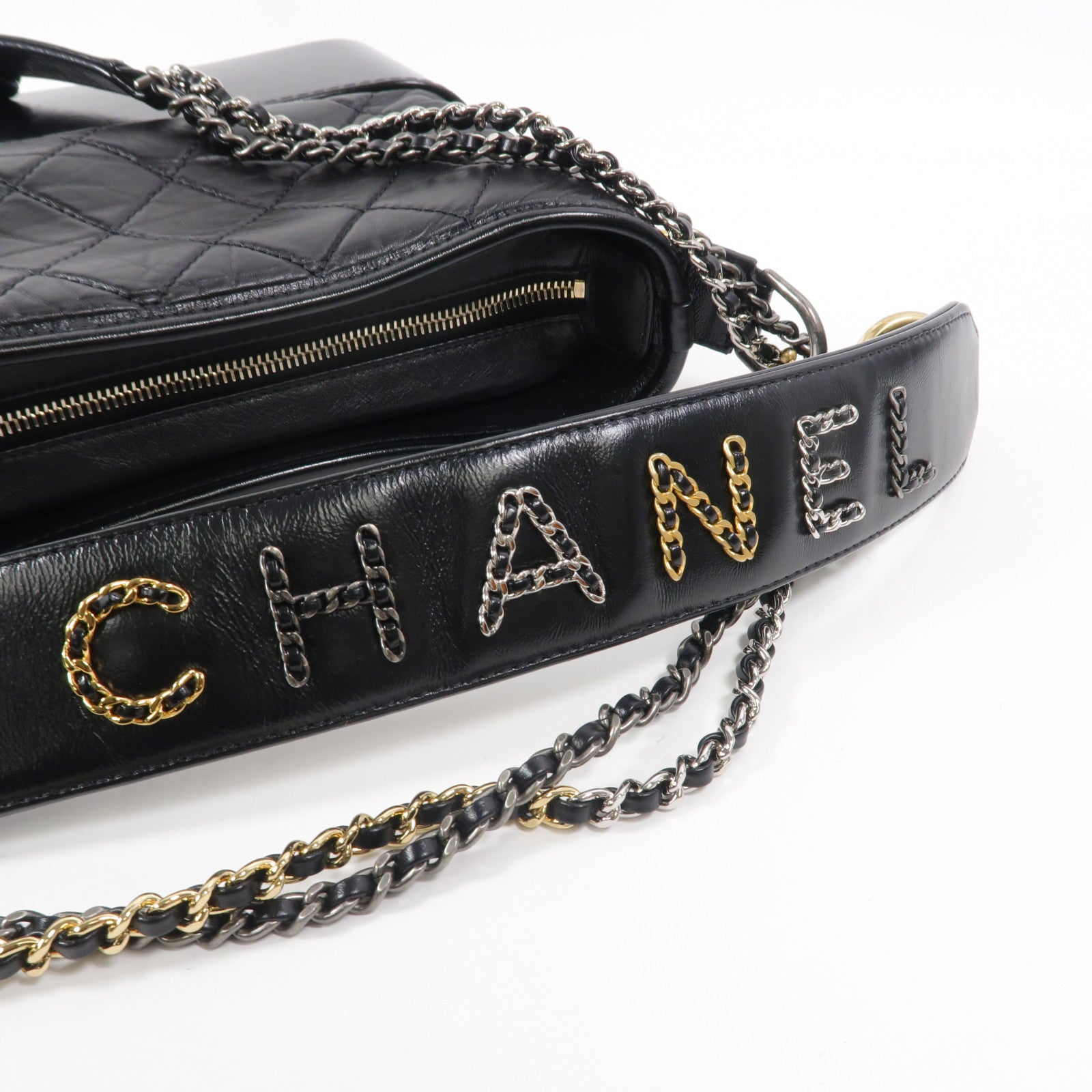 CHANEL 牛皮皮革Gabrielle Medium With Handle鏈帶手挽肩背兩用袋