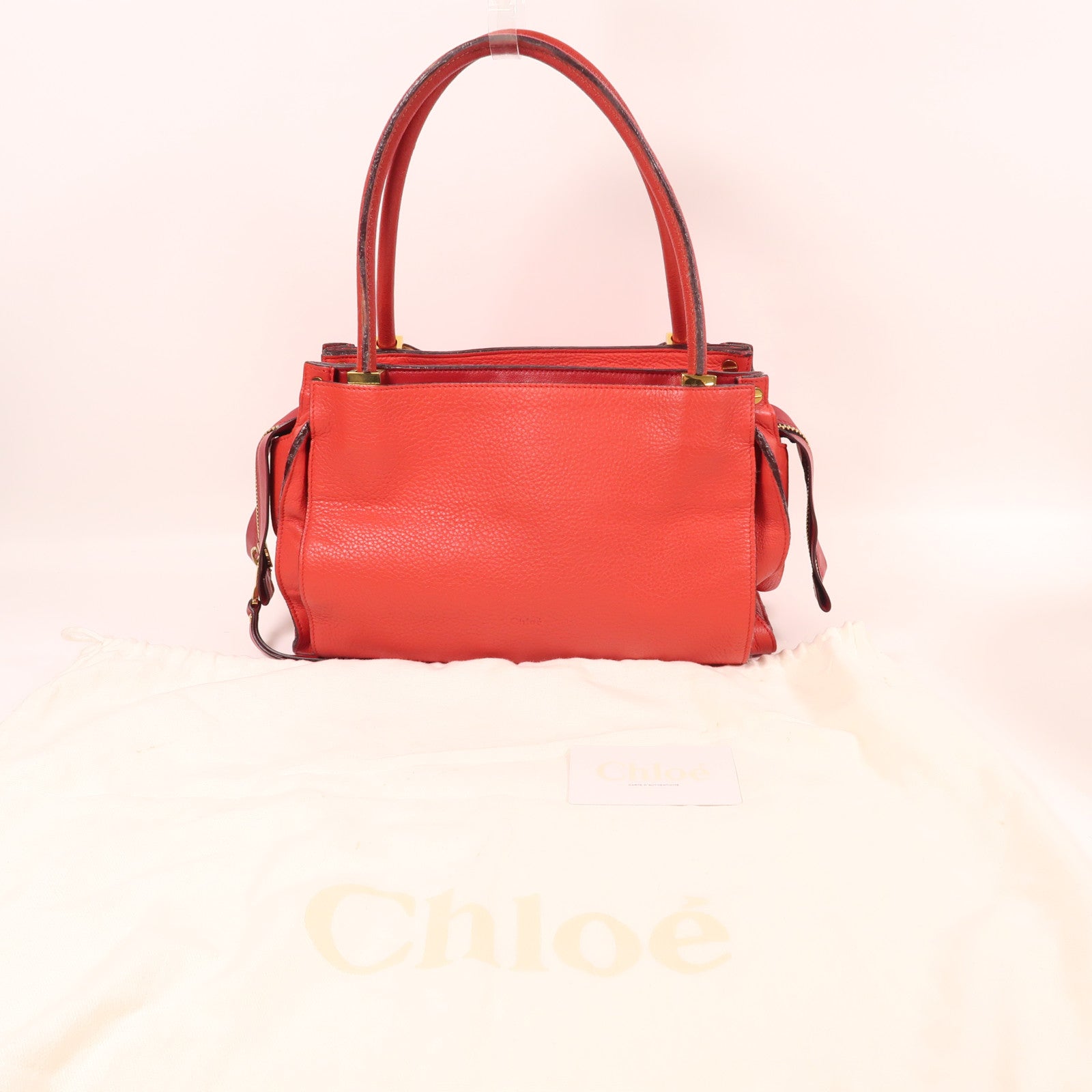 Chloe 【激減優惠】牛皮皮革Handbag金扣手挽袋