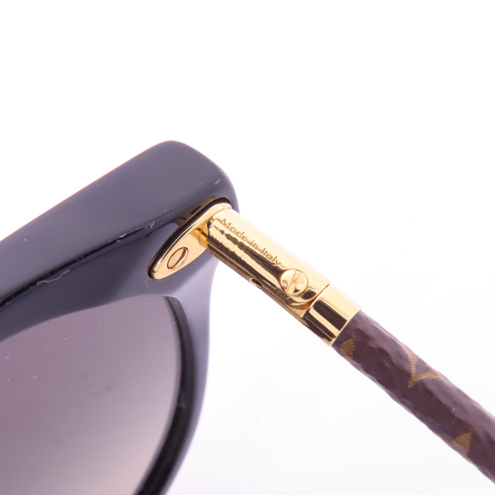 LOUIS VUITTON PVC/金屬Sunglasses金扣太陽眼鏡黑色/棕色