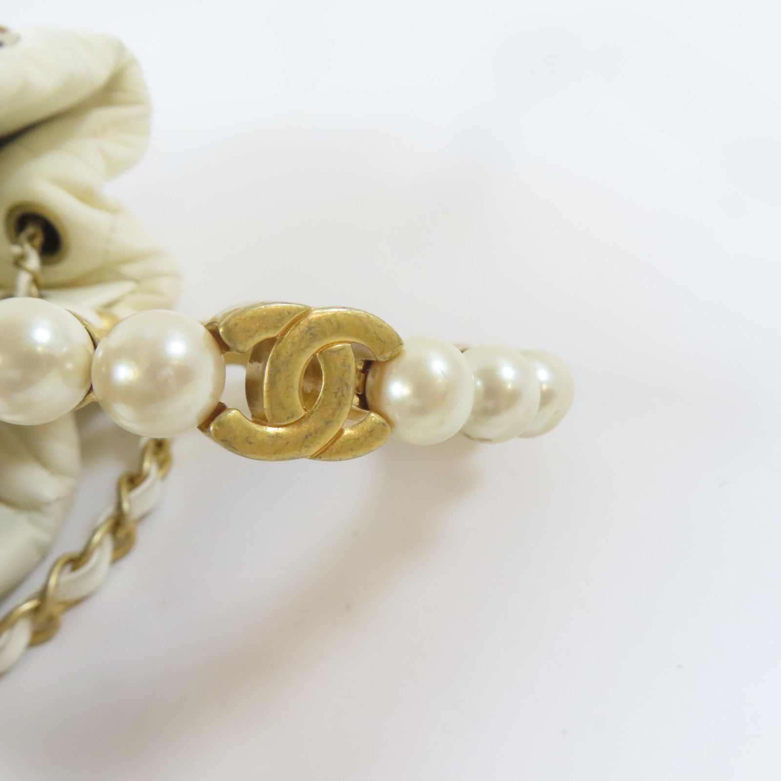 CHANEL 【激減優惠】菱格牛皮皮革Shoulder Bag金扣手挽肩背兩用袋白色