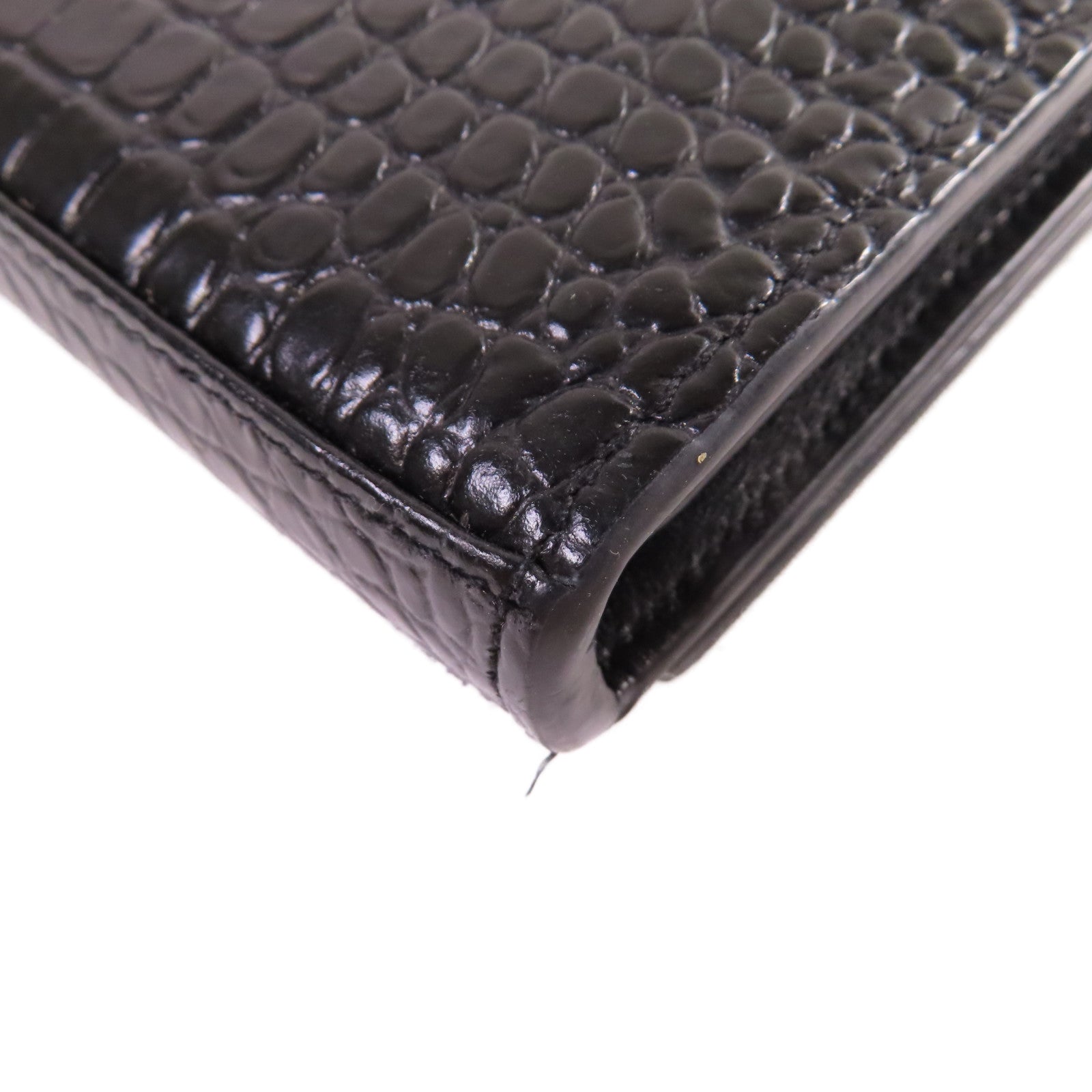 SAINT LAURENT 牛皮皮革Chain Shoulder Bag銀扣鏈帶肩背袋黑色