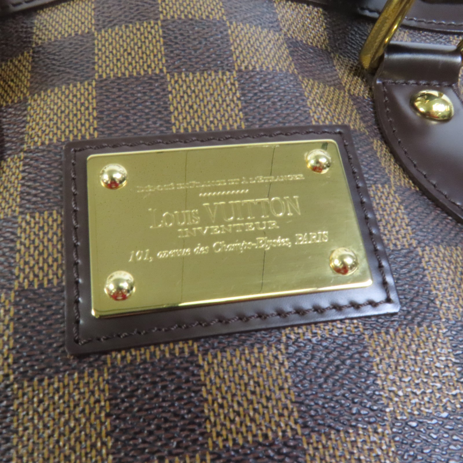LOUIS VUITTON Damier Hampstead PM金扣手挽袋