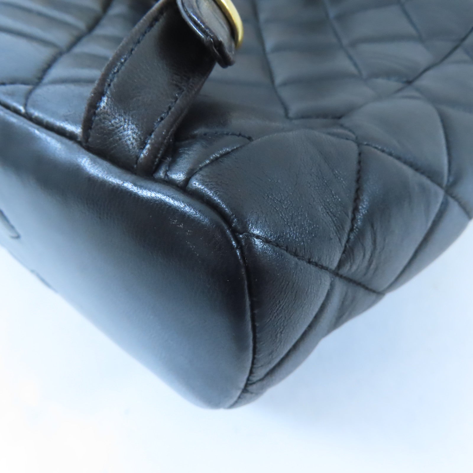 CHANEL 菱格羊皮皮革Vintage Backpack金扣背包黑色