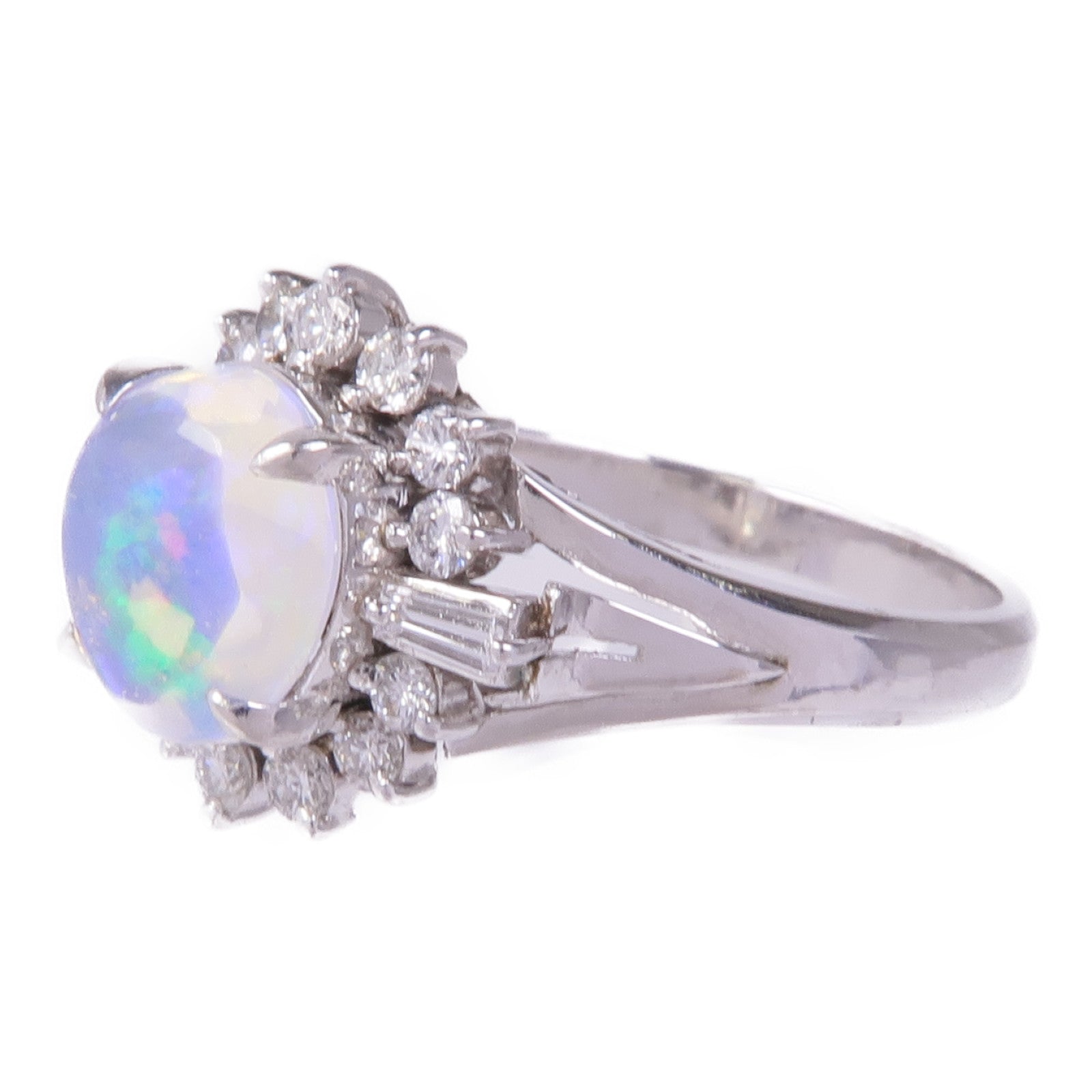 JEWELRY PT900鉑金Opal Diamond Ring蛋白石/鑽石戒指US#5.75