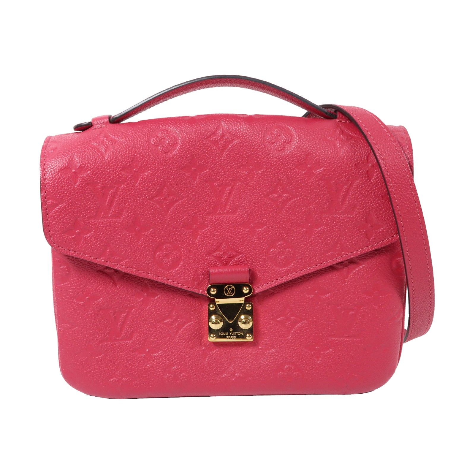 LOUIS VUITTON Monogram Empreinte Pochette Metis金扣手挽肩背兩用袋粉紅色