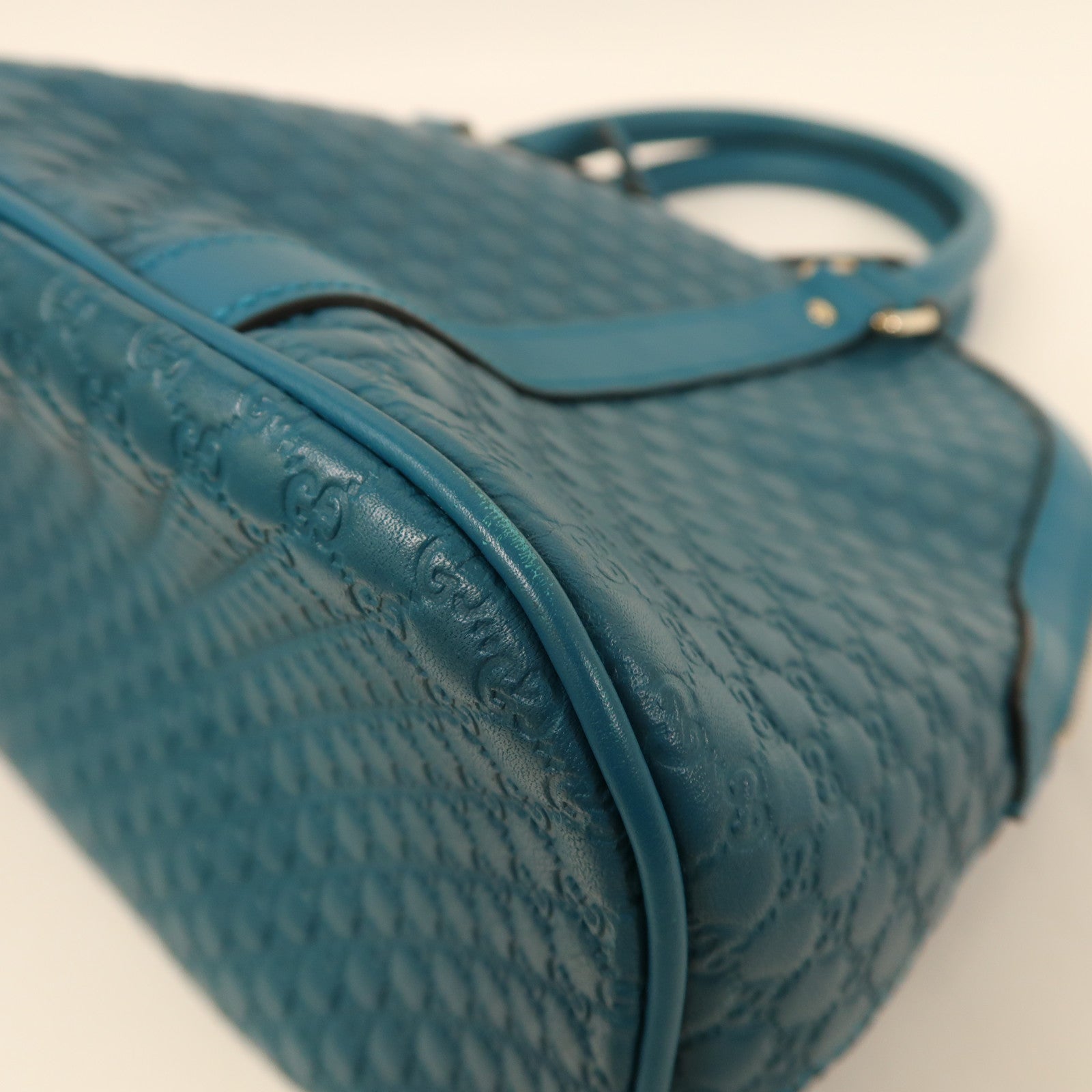 GUCCI 牛皮皮革Micro Guccissima金扣手挽肩背兩用袋藍色