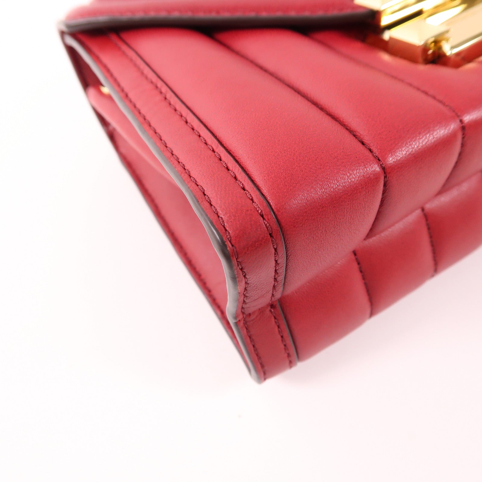 MICHAEL KORS Chain Shoulder Bag Lambskin Leather Red