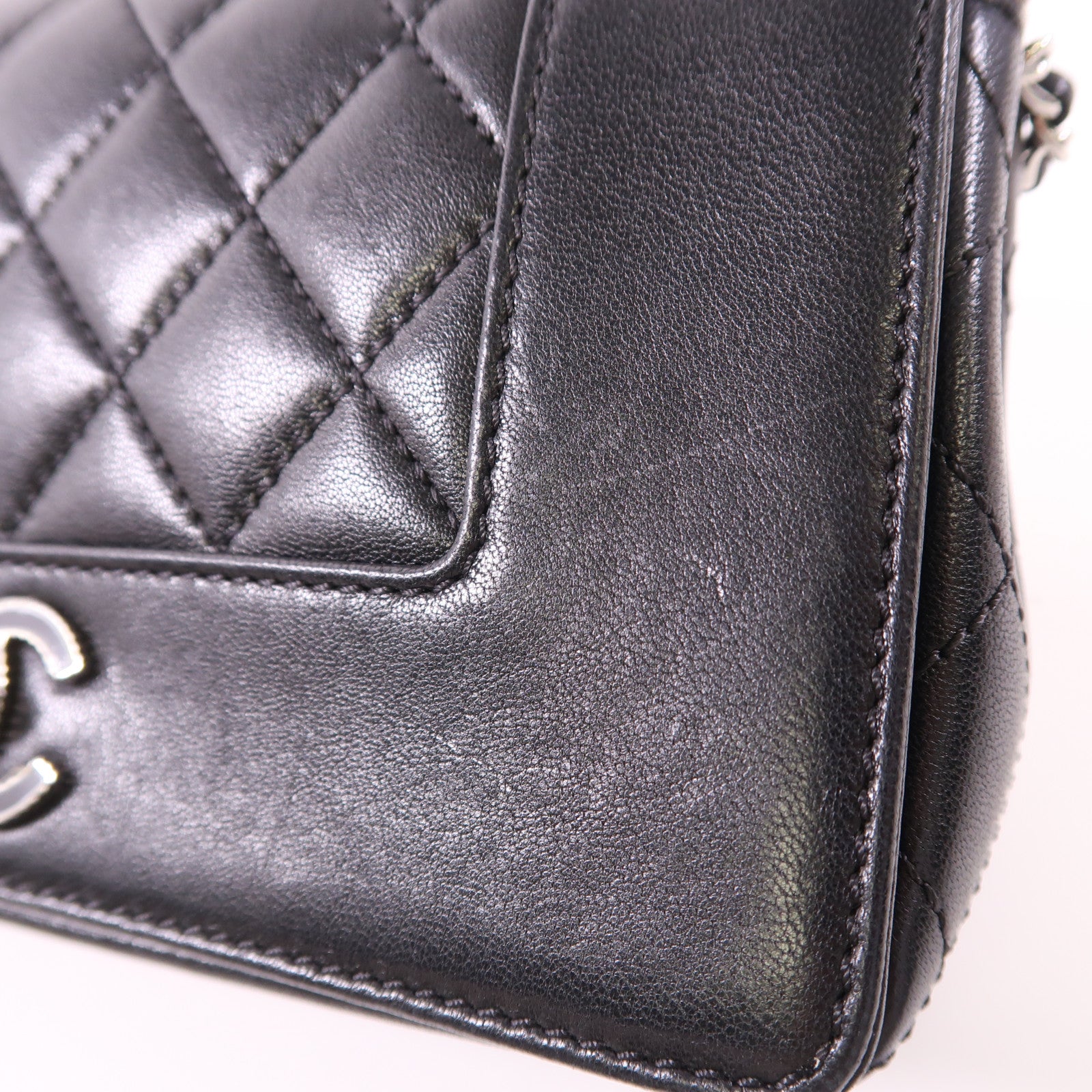 CHANEL CC SHW Chain Shoulder Bag Calfskin Leather Black