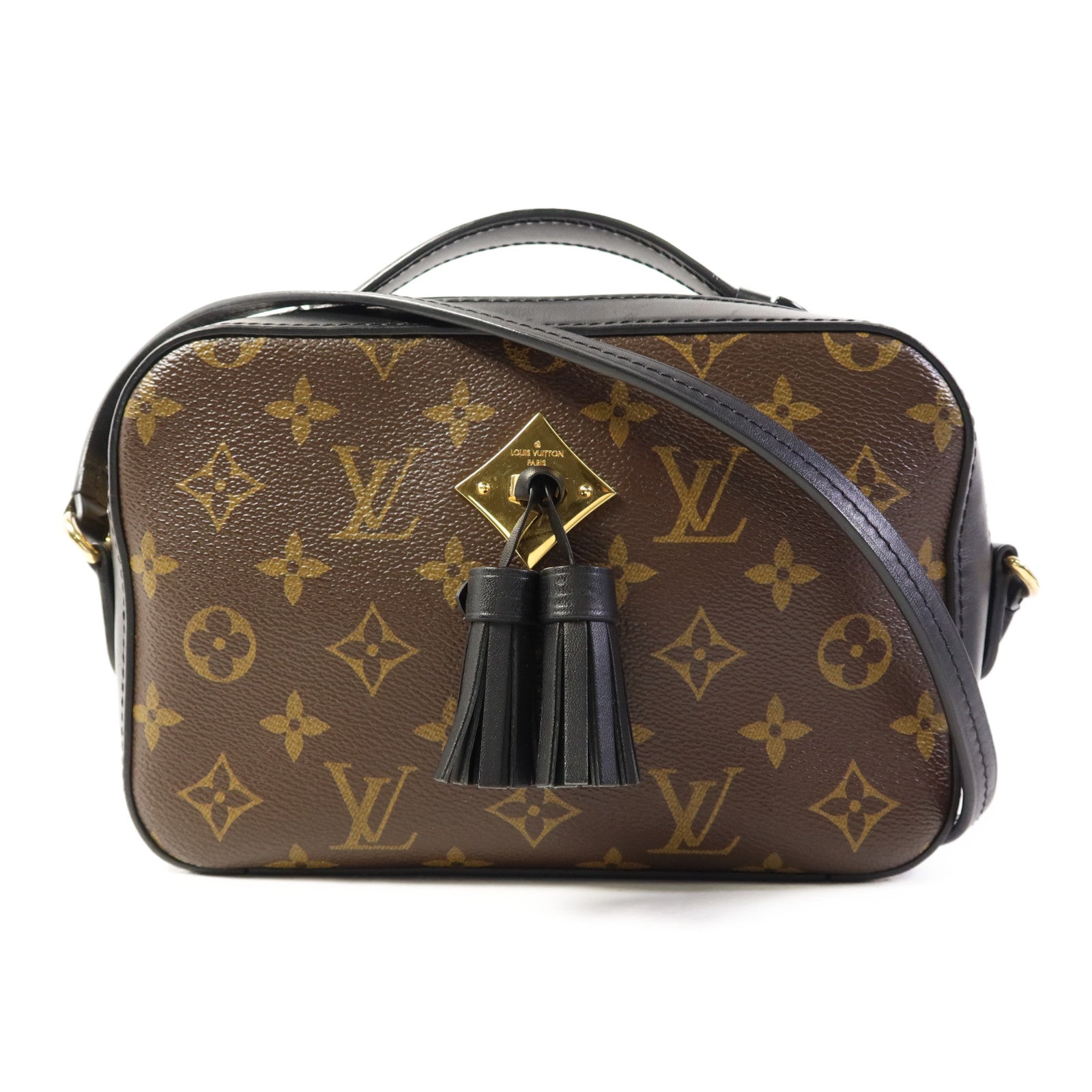 LOUIS VUITTON Monogram Saintonge金扣手挽袋棕色