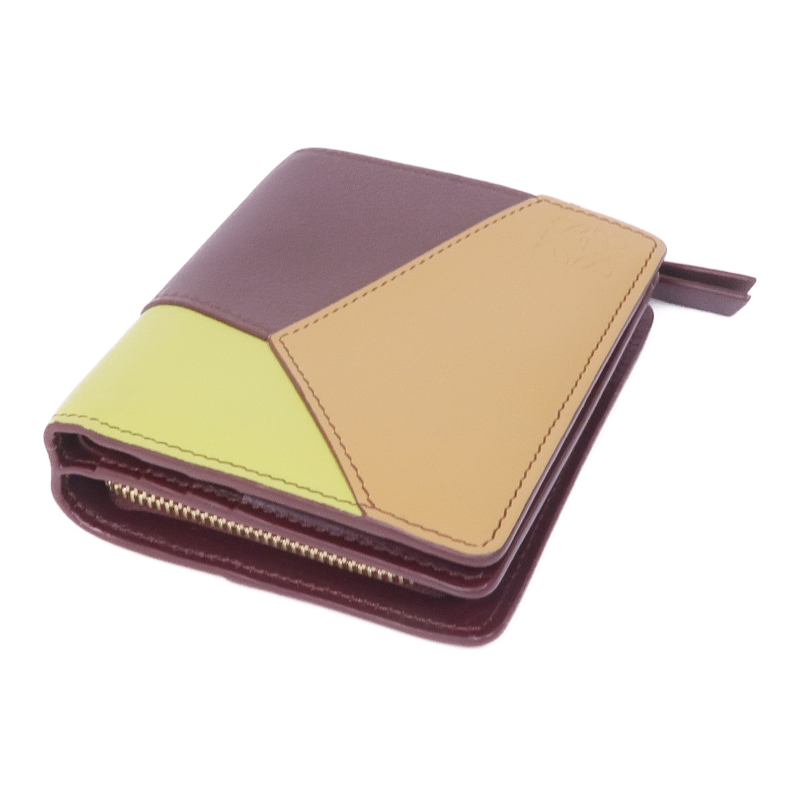 LOEWE 牛皮皮革Puzzle Compact Zip Wallet金扣錢包