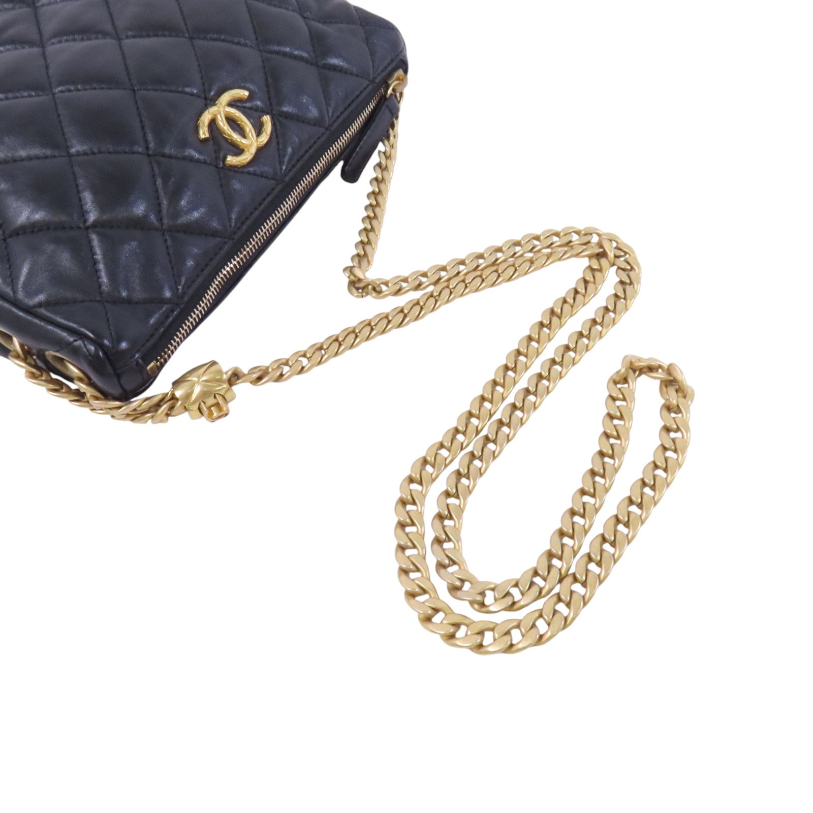 CHANEL 羊皮皮革Chain Shoulder金扣鏈帶肩背袋