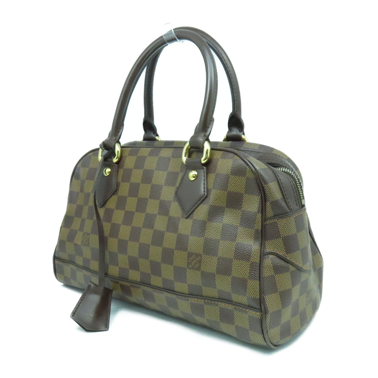 LOUIS VUITTON 【清倉大減價】Damier Ebene Duomo金扣手挽袋啡色