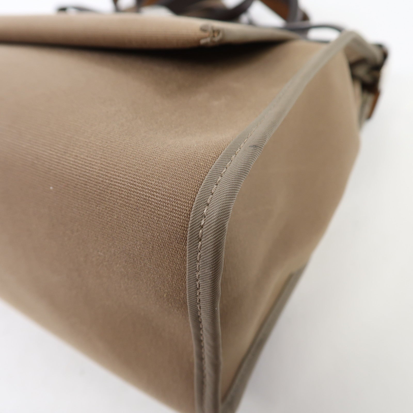 HERMES 帆布Herbag PM銀扣手挽肩背兩用袋大象灰色