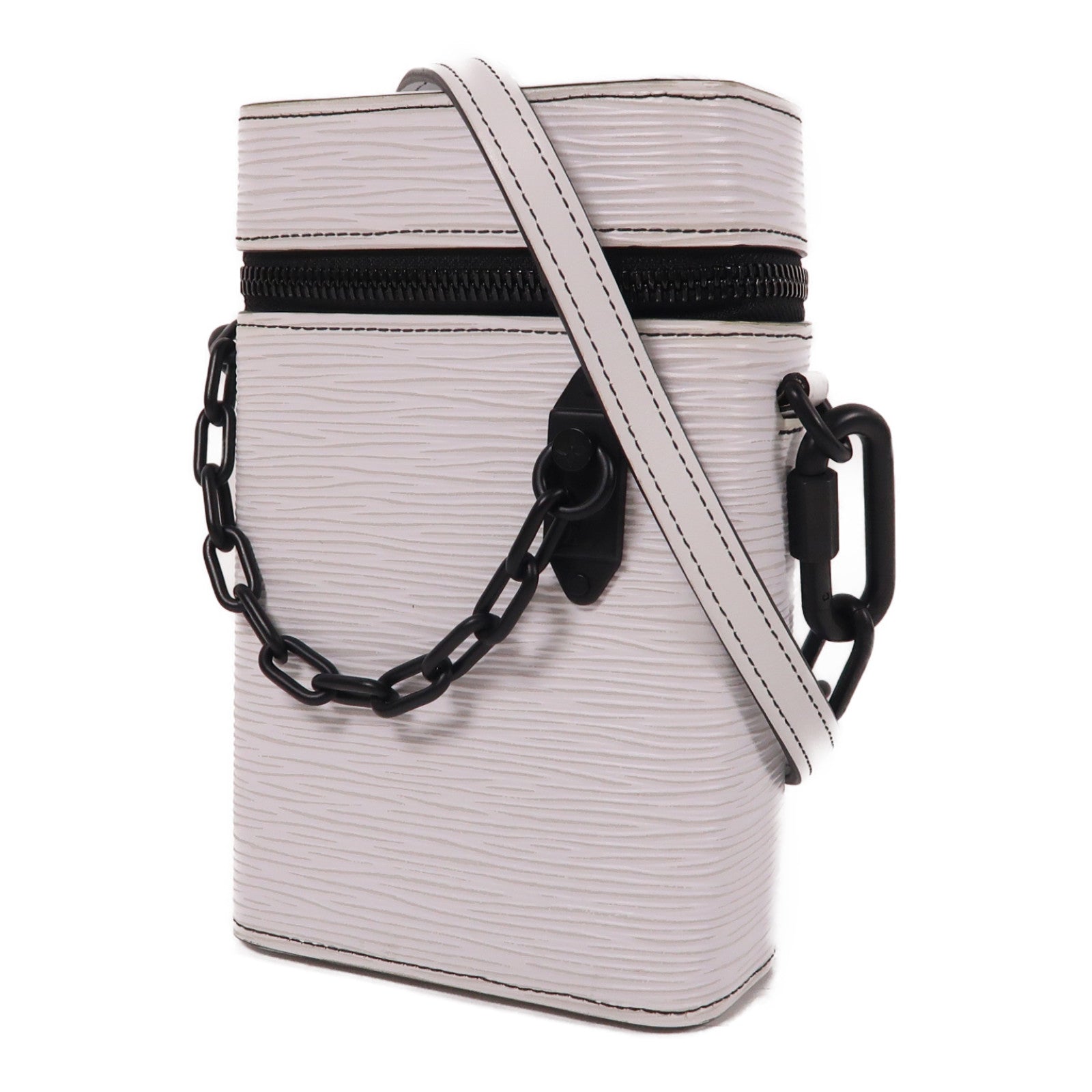LOUIS VUITTON ルイヴィトン フォンボックス ショルダーバッグ M68791 エピ カーフ ホワイト ブラック 美品 中古 4b007376 ルイヴィトン ショルダーバッグ エピ フォンボックス M68791 LOUIS