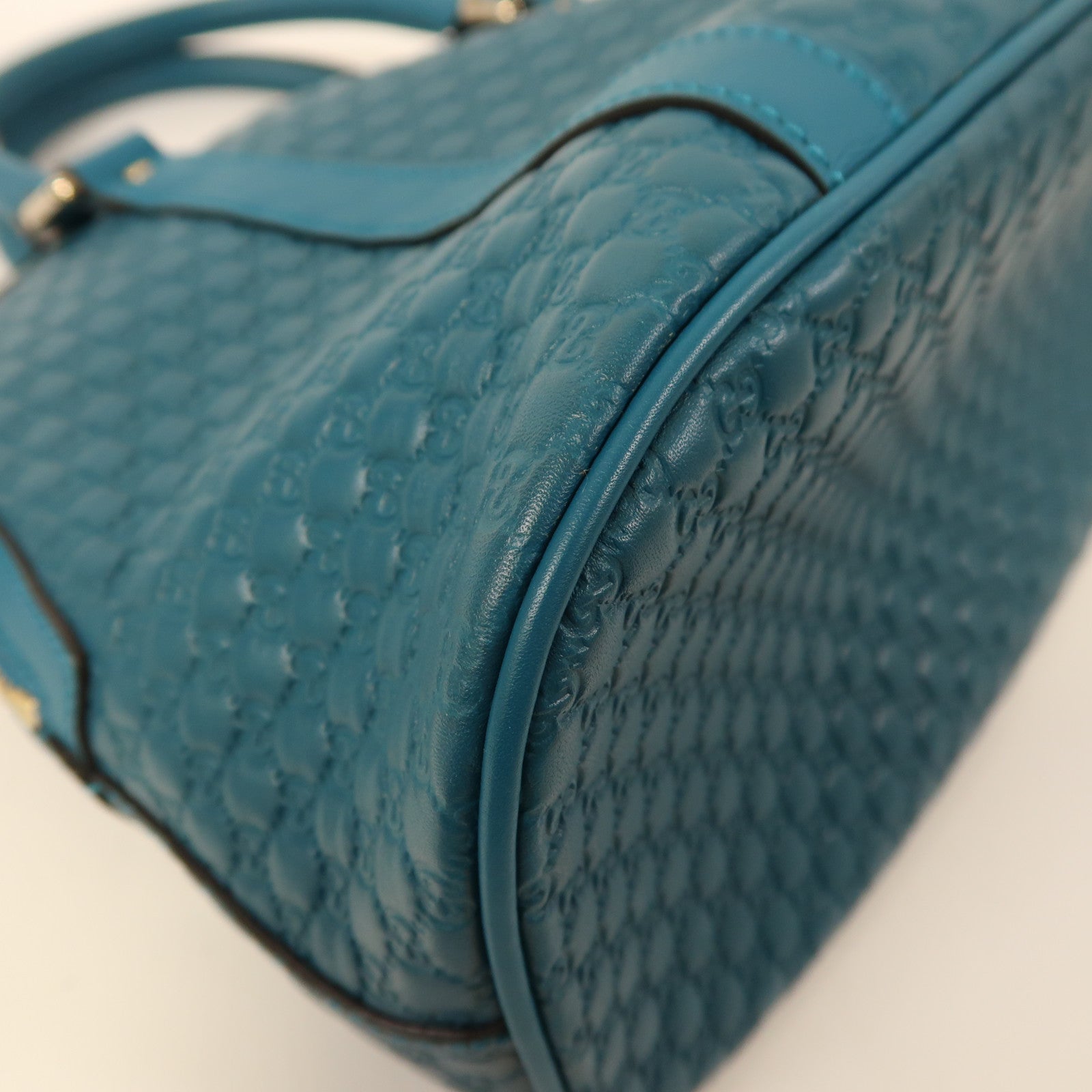 GUCCI 牛皮皮革Micro Guccissima金扣手挽肩背兩用袋藍色