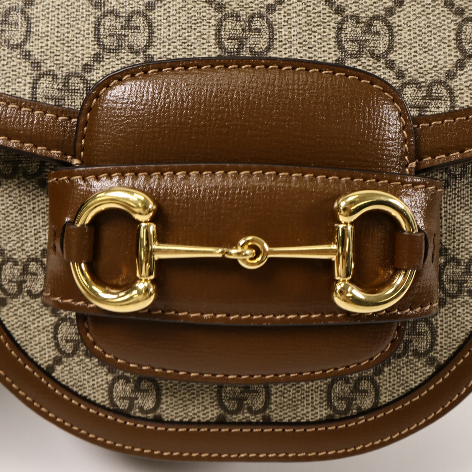GUCCI 塗層帆布Horsebit 1955 Mini Top手挽肩背兩用袋