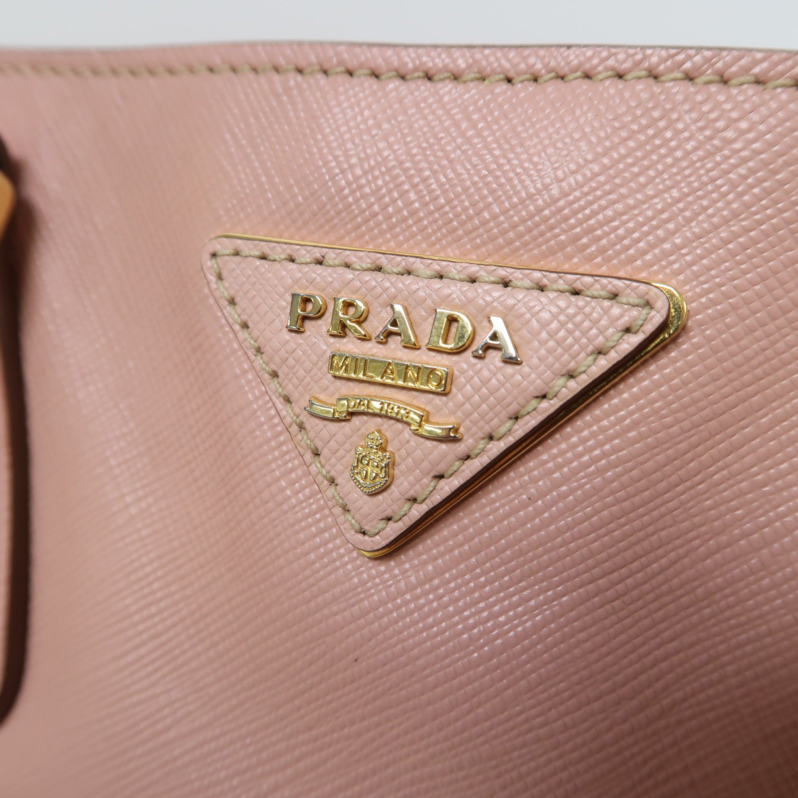 PRADA 牛皮皮革Shoulder Bag金扣手挽肩背兩用袋粉紅色