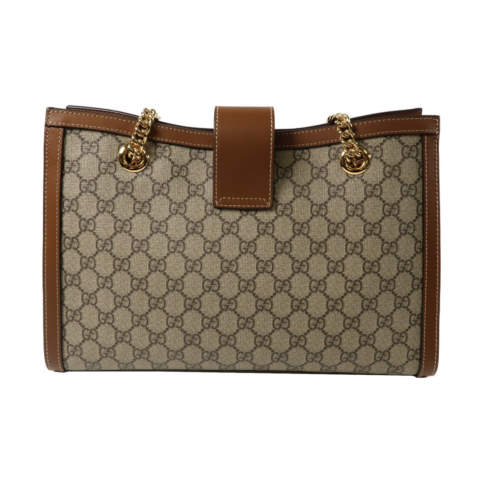GUCCI 塗層帆布Padlock GG金扣肩背袋啡色