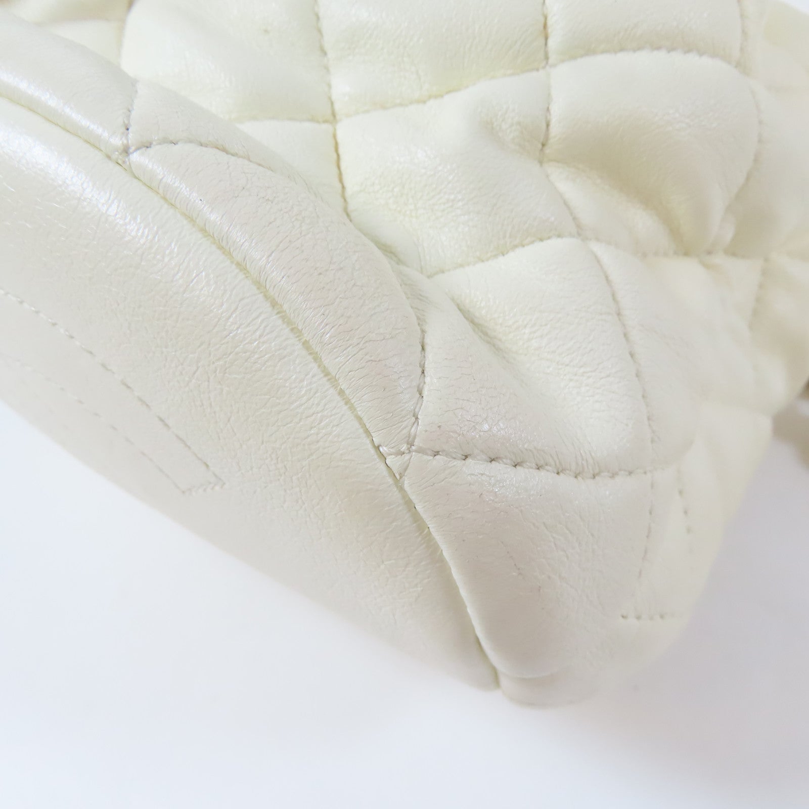 CHANEL 【激減優惠】菱格牛皮皮革Shoulder Bag金扣手挽肩背兩用袋白色