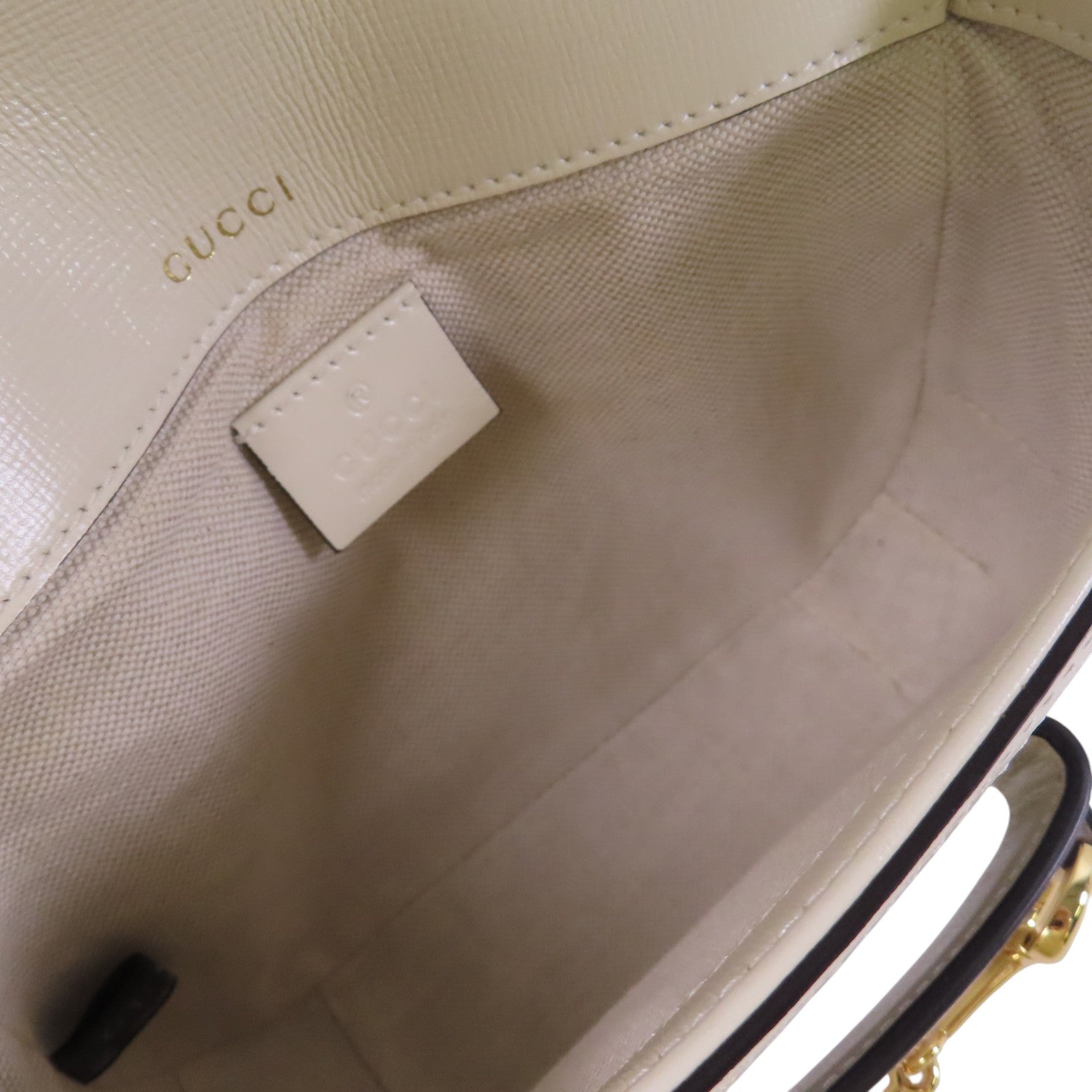 GUCCI 塗層帆布/牛皮皮革Horsebit 1955金扣肩背袋